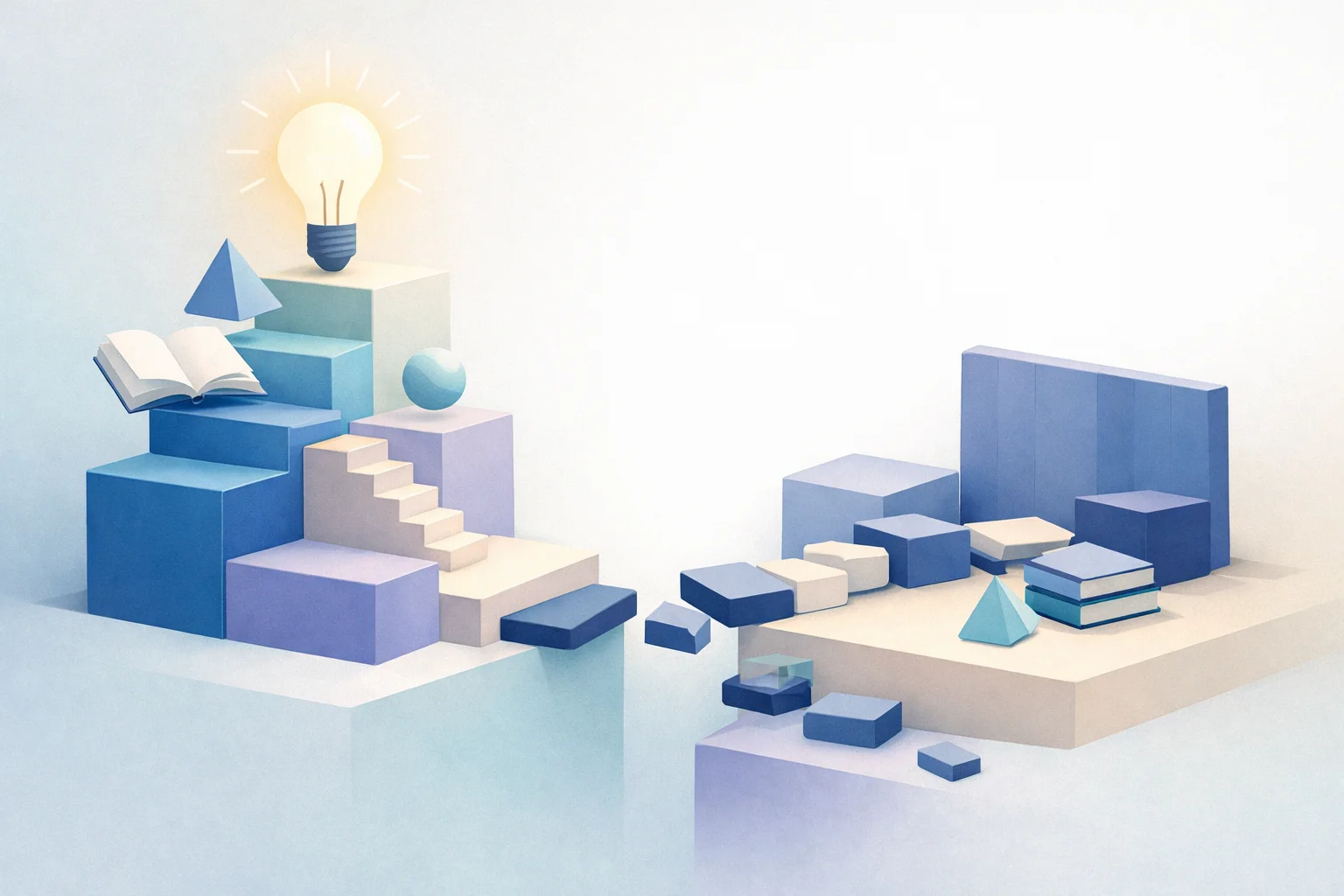 Illustration abstraite représentant un contraste entre potentiel d’apprentissage et difficultés scolaires visibles